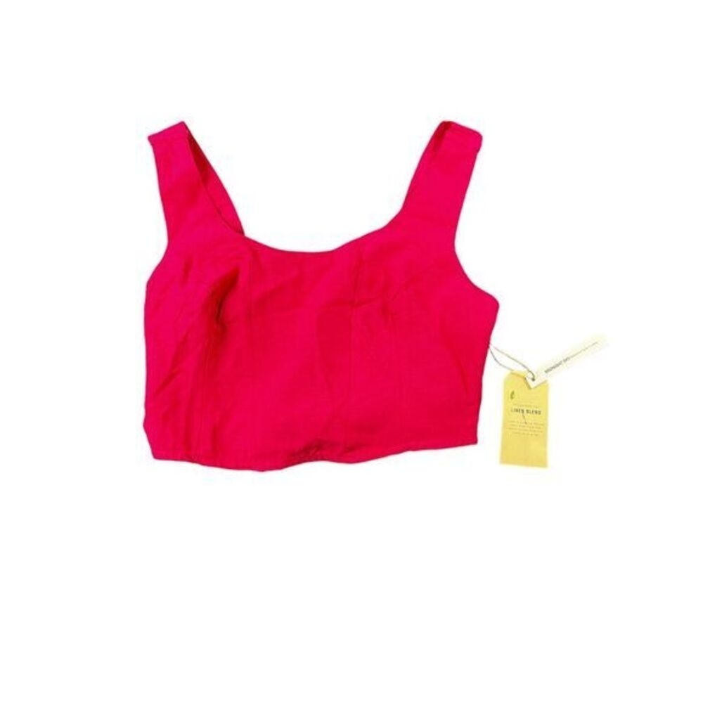 Midnight Sky Women's Cropped Tank Pink Size Large‎ Linen Blend Magenta NWT